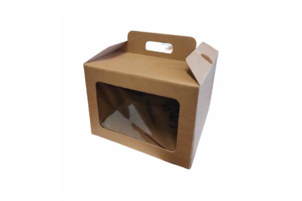 Kartoninė dėžė su langeliu ir rankenėlėmis 245x245x180mm (L)