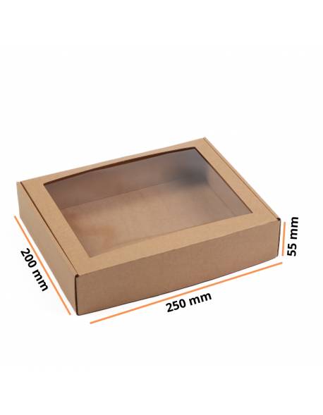 Dovanų dėžutė su PVC 250x200x55mm, Fefco 042714E